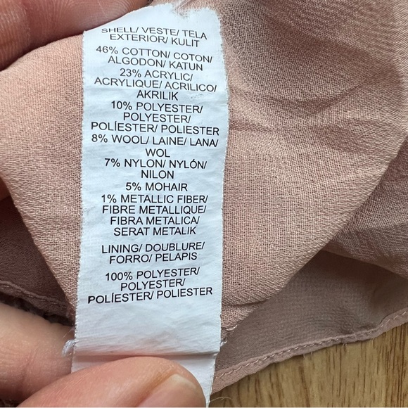 Lucky Brand cotton/mohair chevron sweater in beige pink with chiffon lining - Picture 11 of 12